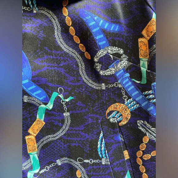 Samuel Dong Designer printed flared sleeve button blazer Sz S - Picture 7 of 16